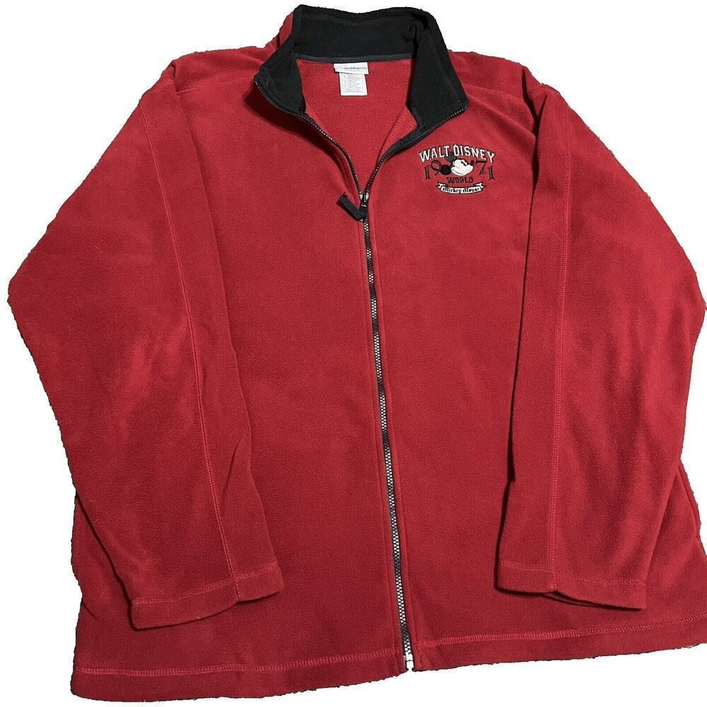 Walt Disney Mickey Mouse Full Zip Fleece Jacket Adult Large red